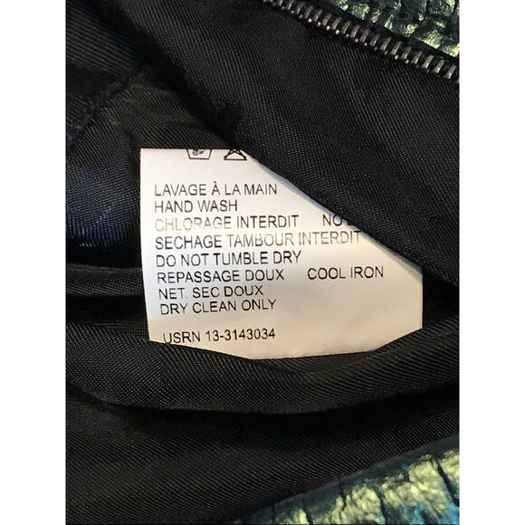 Carven Cargo Mini Skirt Size 38 Textured Green Metallic Curved Hem - Picture 9 of 10